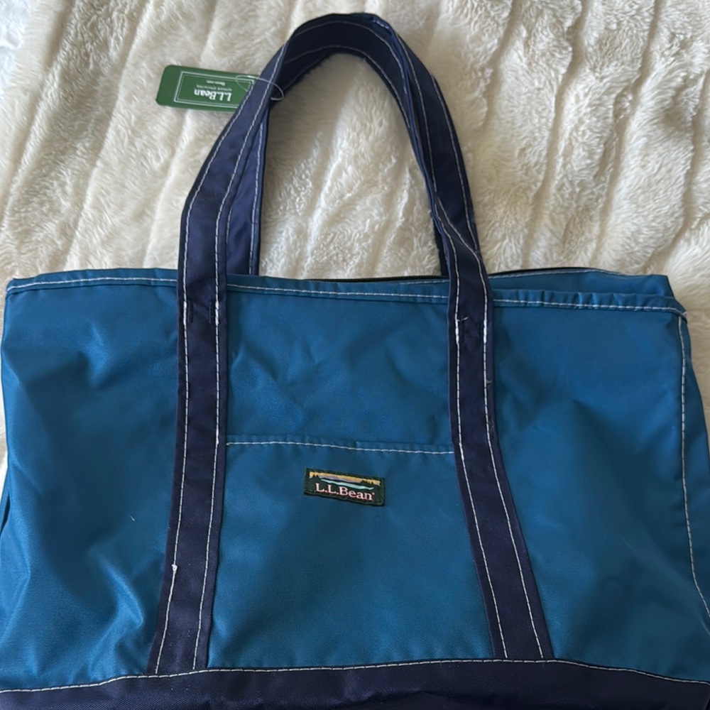 L.L. Bean Blue Nylon Duffle Bag with Navy Accents